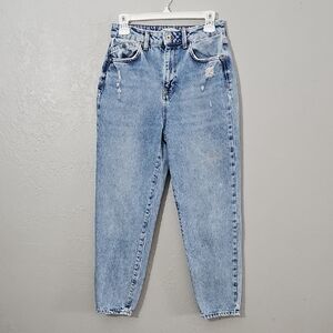 Zara Light Blue Relaxed Fit Distressed Mom Jeans Womens Size 4 High Rise